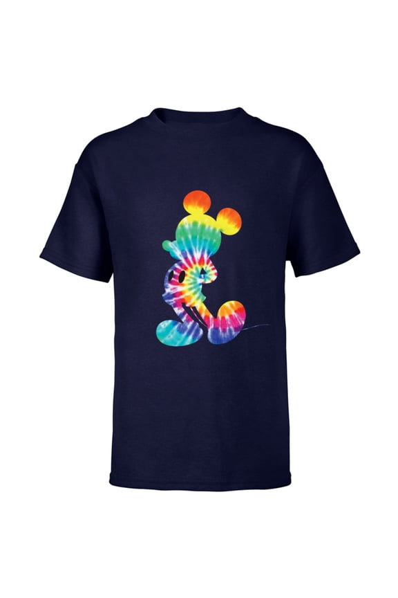 Mickey Mouse Rainbow Tie Dye - Short Sleeve T-Shirt for Kids- Customized-Navy