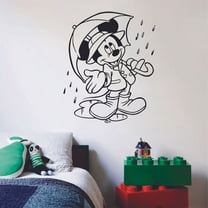 Disney Mickey Mouse Raining Rain Umbrella Cartoon Wall Sticker Art Decal for Girls Boys Room Bedroom Nursery Kindergarten House Fun Home Decor Stickers Wall Art Vinyl Decoration Size (30x30 inch)