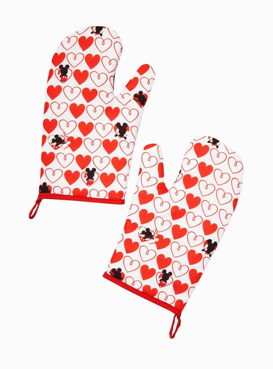 Hedley & Bennett Mickey Check Oven Mitts in Pink/Red