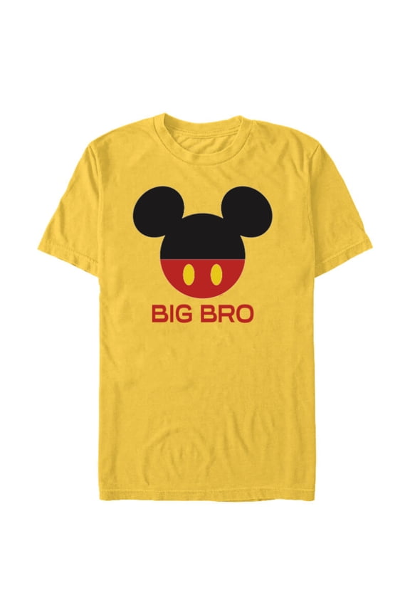 Mickey Mouse Red Shorts Icon Big Bro Brother Family- Short Sleeve Blended T-Shirt for Adults - Customized-Yellow