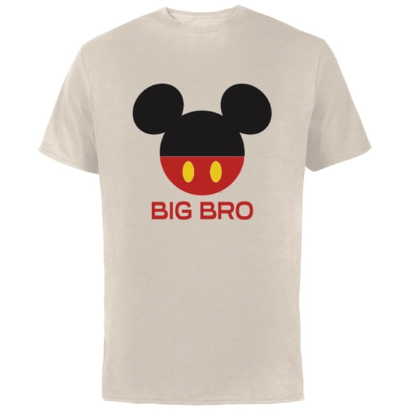 Disney Mickey Mouse Red Shorts Icon Big Bro Brother Family- Short Sleeve Cotton T-Shirt for Adults - Customized-Natural