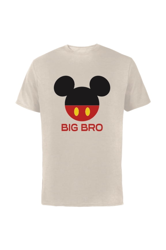Mickey Mouse Red Shorts Icon Big Bro Brother Family- Short Sleeve Cotton T-Shirt for Adults - Customized-Natural