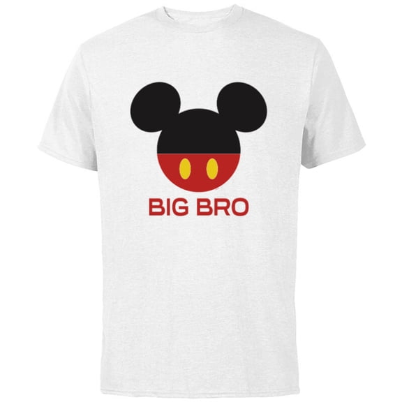 Disney Mickey Mouse Red Shorts Icon Big Bro Brother Family- Short Sleeve Cotton T-Shirt for Adults - Customized-White