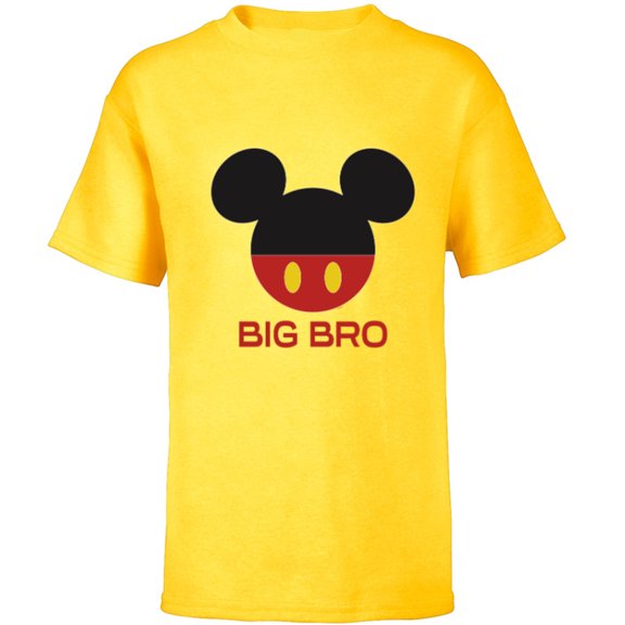 Disney Mickey Mouse Red Shorts Icon Big Bro Brother Family- Short Sleeve T-Shirt for Kids - Customized-Yellow