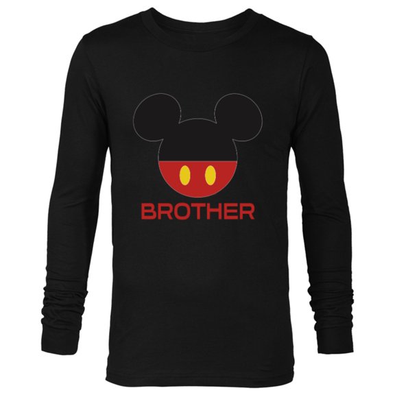 Disney Mickey Mouse Red Shorts Icon Brother Family- Long Sleeve T-Shirt for Men - Customized-Black