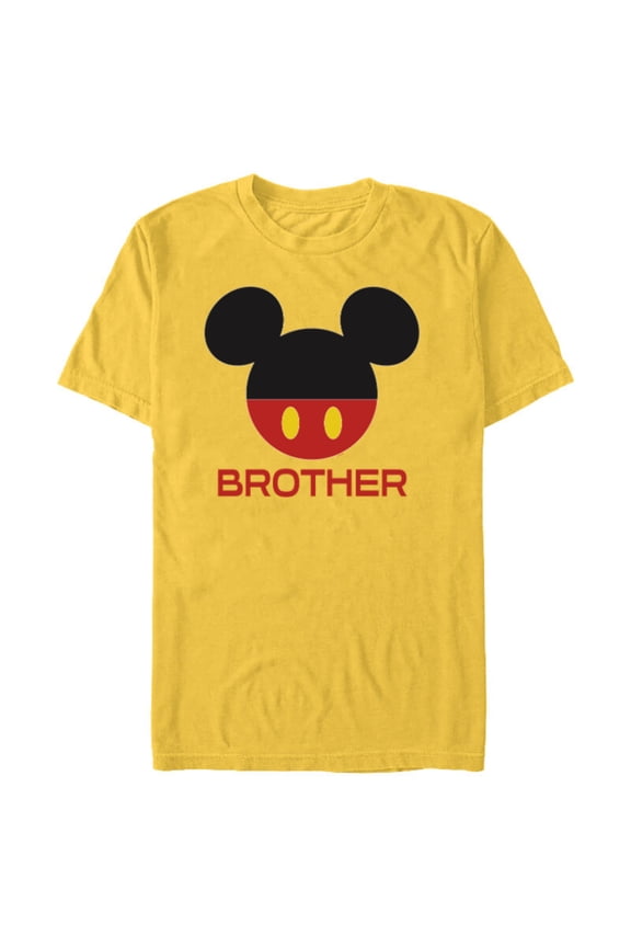 Mickey Mouse Red Shorts Icon Brother Family- Short Sleeve Blended T-Shirt for Adults - Customized-Yellow