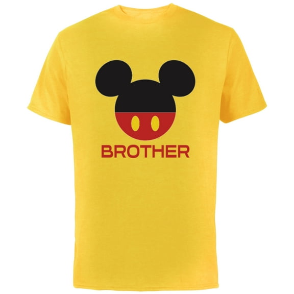Disney Mickey Mouse Red Shorts Icon Brother Family- Short Sleeve Cotton T-Shirt for Adults - Customized-Yellow