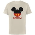 thumbnail image 1 of Disney Mickey Mouse Red Shorts Icon Groom Wedding Family- Short Sleeve Cotton T-Shirt for Adults - Customized-Natural, 1 of 5