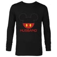thumbnail image 1 of Disney Mickey Mouse Red Shorts Icon Husband Family- Long Sleeve T-Shirt for Men - Customized-Black, 1 of 5