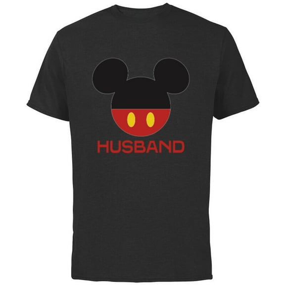 Disney Mickey Mouse Red Shorts Icon Husband Family- Short Sleeve Cotton T-Shirt for Adults - Customized-Black
