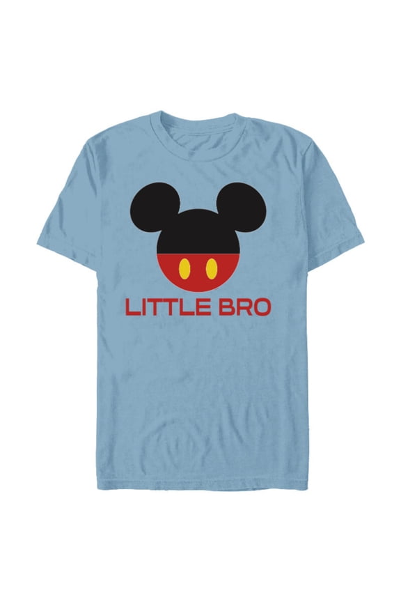 Mickey Mouse Red Shorts Icon Little Bro Family- Short Sleeve Blended T-Shirt for Adults - Customized-Ocean Blue