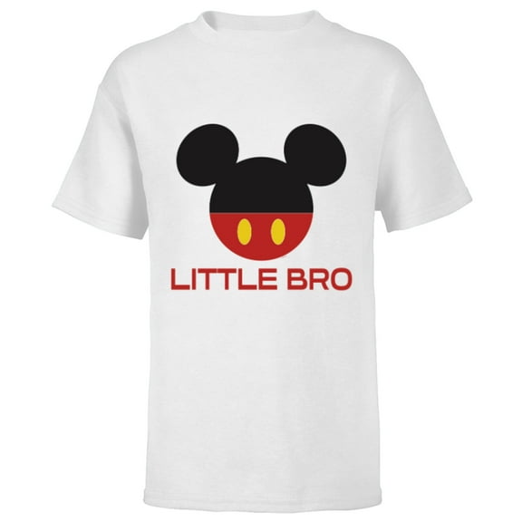 Disney Mickey Mouse Red Shorts Icon Little Bro Family- Short Sleeve T-Shirt for Kids - Customized-White