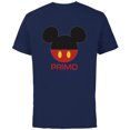 thumbnail image 1 of Disney Mickey Mouse Red Shorts Icon Primo Familia Spanish- Short Sleeve Cotton T-Shirt for Adults - Customized-Navy, 1 of 5
