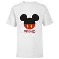 thumbnail image 1 of Disney Mickey Mouse Red Shorts Icon Primo Familia Spanish- Short Sleeve T-Shirt for Kids - Customized-White, 1 of 5