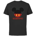 thumbnail image 1 of Disney Mickey Mouse Red Shorts Icon Sobrino Familia Spanish- Short Sleeve Cotton T-Shirt for Adults - Customized-Black, 1 of 5