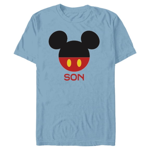 Disney Mickey Mouse Red Shorts Icon Son Family- Short Sleeve Blended T-Shirt for Adults - Customized-Ocean Blue