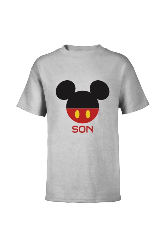 Mickey Mouse Red Shorts Icon Son Family- Short Sleeve T-Shirt for Kids - Customized-Athletic Heather