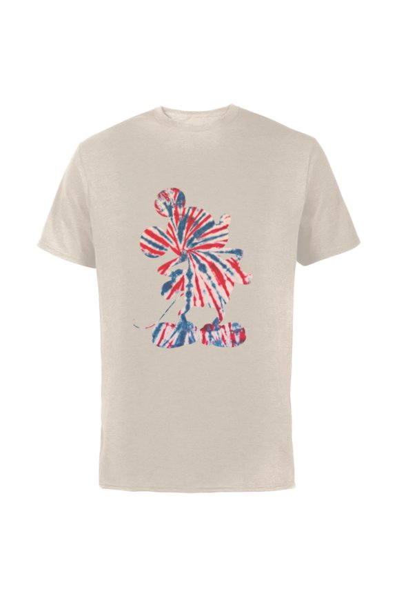 Mickey Mouse Red White Blue Tie Dye - Short Sleeve Cotton T-Shirt for Adults - Customized-Natural