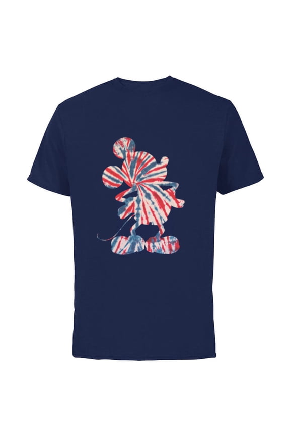 Mickey Mouse Red White Blue Tie Dye - Short Sleeve Cotton T-Shirt for Adults - Customized-Navy