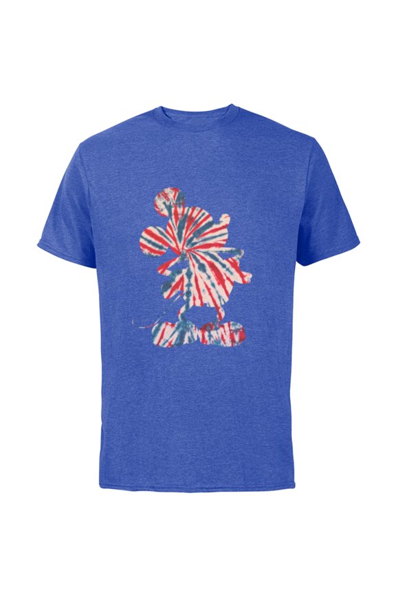Mickey Mouse Red White Blue Tie Dye - Short Sleeve Cotton T-Shirt for Adults - Customized-Royal Heather