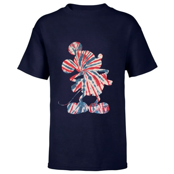 Disney Mickey Mouse Red White Blue Tie Dye - Short Sleeve T-Shirt for Kids - Customized-Navy
