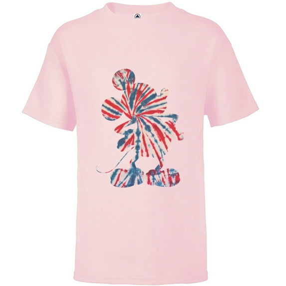 Disney Mickey Mouse Red White Blue Tie Dye - Short Sleeve T-Shirt for Kids - Customized-Soft Pink