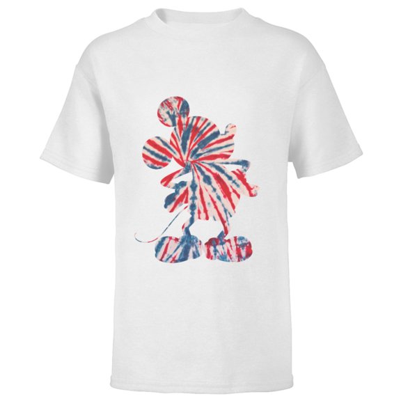 Disney Mickey Mouse Red White Blue Tie Dye - Short Sleeve T-Shirt for Kids - Customized-White