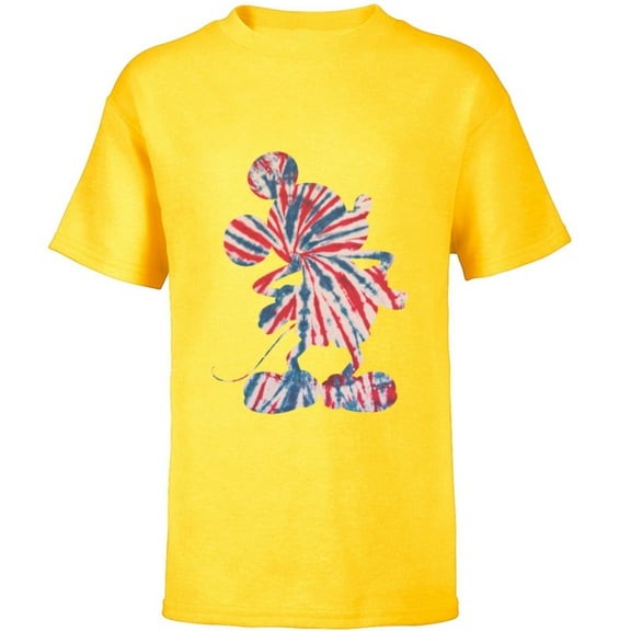 Disney Mickey Mouse Red White Blue Tie Dye - Short Sleeve T-Shirt for Kids - Customized-Yellow