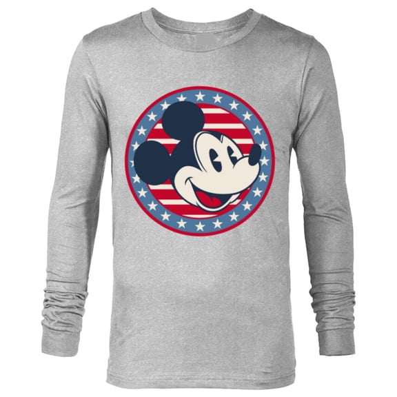 Disney Mickey Mouse Red White and Blue Retro Americana - Long Sleeve T-Shirt for Men - Customized-Athletic Heather
