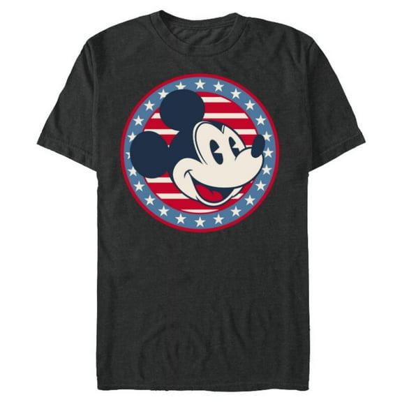 Disney Mickey Mouse Red White and Blue Retro Americana - Short Sleeve Blended T-Shirt for Adults - Customized-Dark Heather