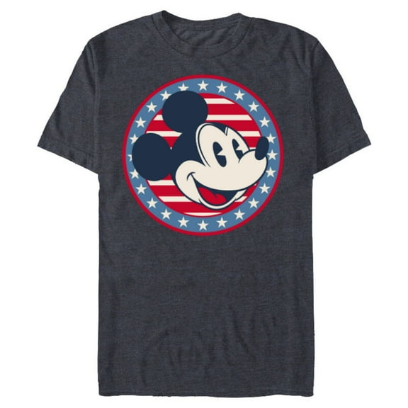 Disney Mickey Mouse Red White and Blue Retro Americana - Short Sleeve Blended T-Shirt for Adults - Customized-Navy Heather