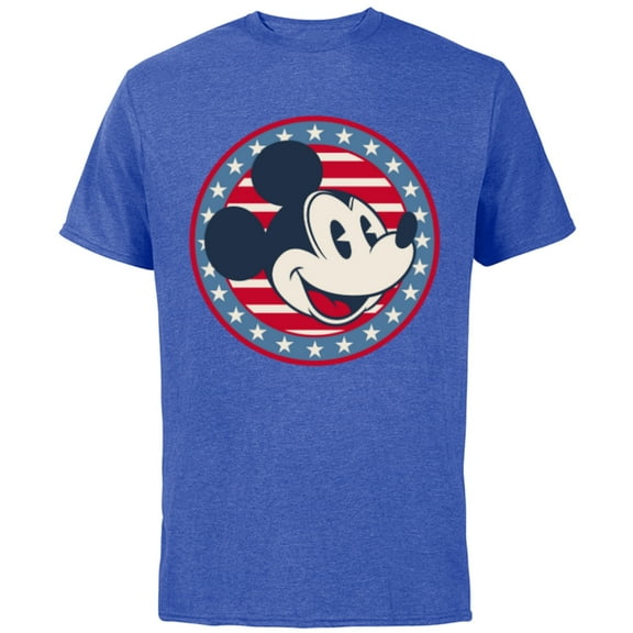Disney Mickey Mouse Red White and Blue Retro Americana - Short Sleeve Cotton T-Shirt for Adults - Customized-Royal Heather