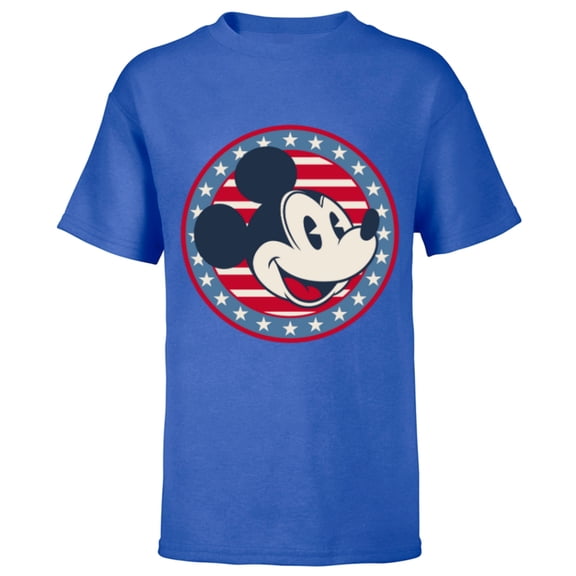 Disney Mickey Mouse Red White and Blue Retro Americana - Short Sleeve T-Shirt for Kids - Customized-Royal