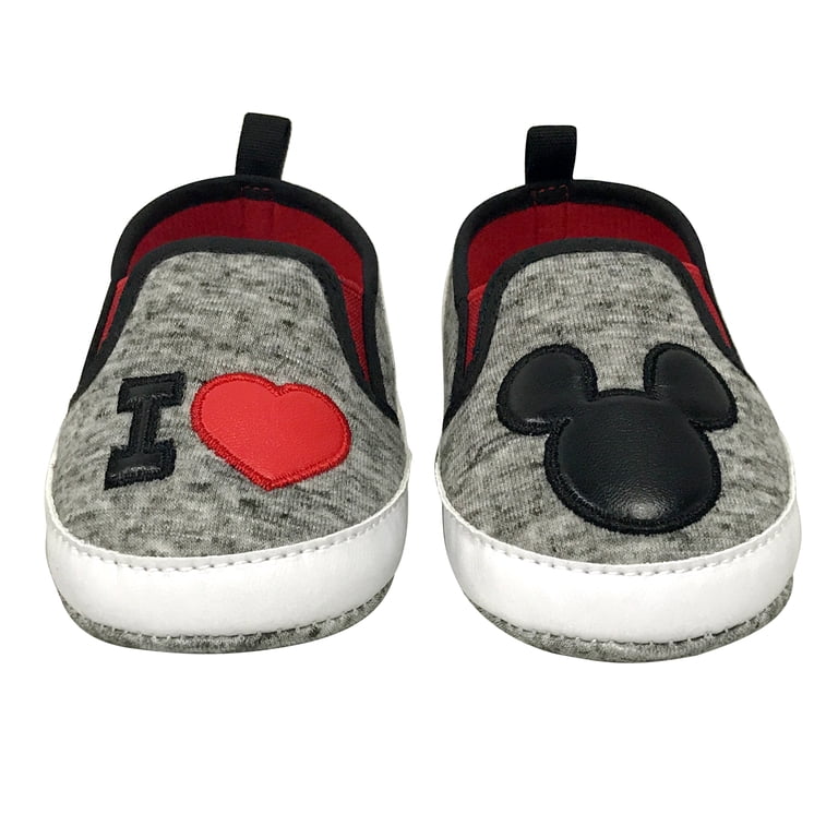 Disney Mickey Mouse Red and Black Infant Prewalker Soft Sole Slip