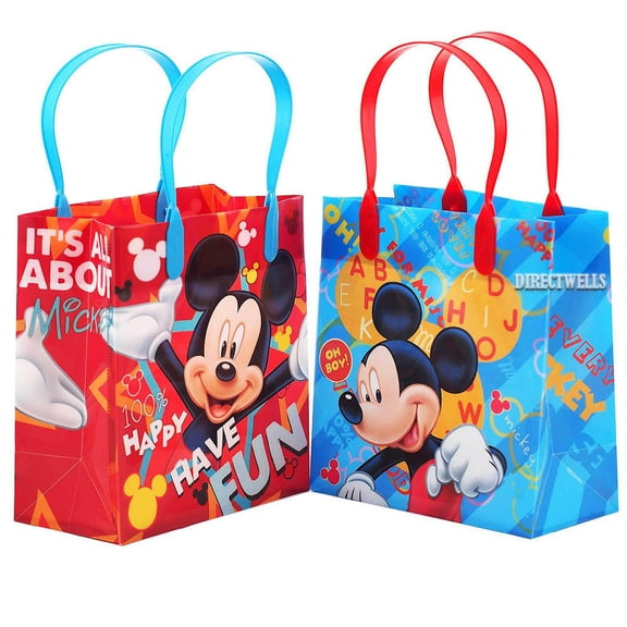 Disney Mickey Mouse Red and Blue 12 Reusable Party Favors Small Goodie Gift Bags 6"