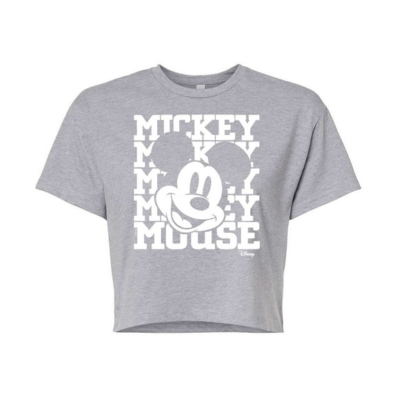Disney - Mickey Mouse - Repeated Mickey - Juniors Cropped Cotton Blend T-Shirt