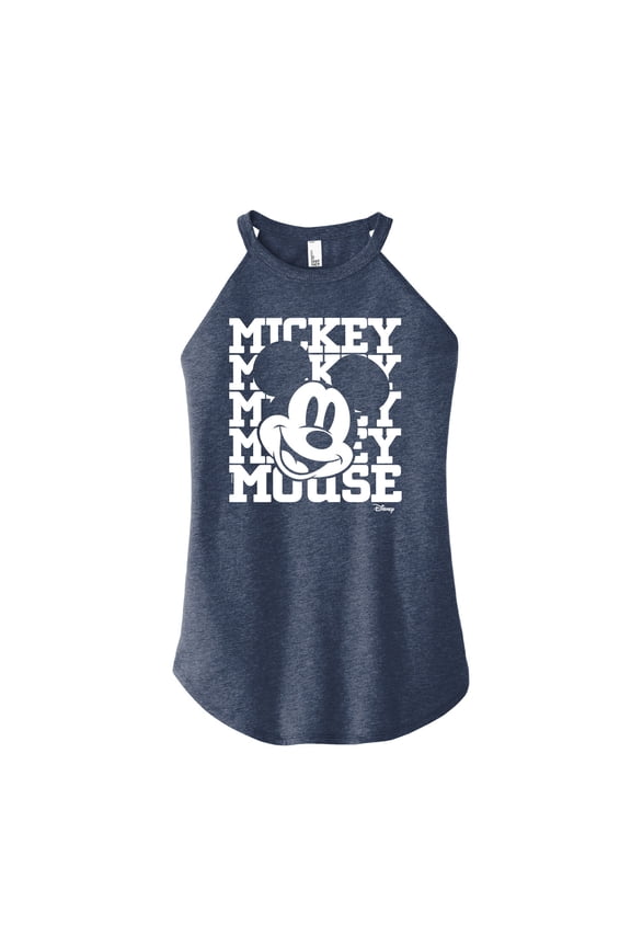 - Mickey Mouse - Repeated Mickey - Juniors High Neck Tank Top
