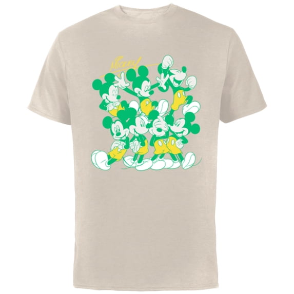 Disney Mickey Mouse Retro Classic Poses - Short Sleeve Cotton T-Shirt for Adults - Customized-Natural