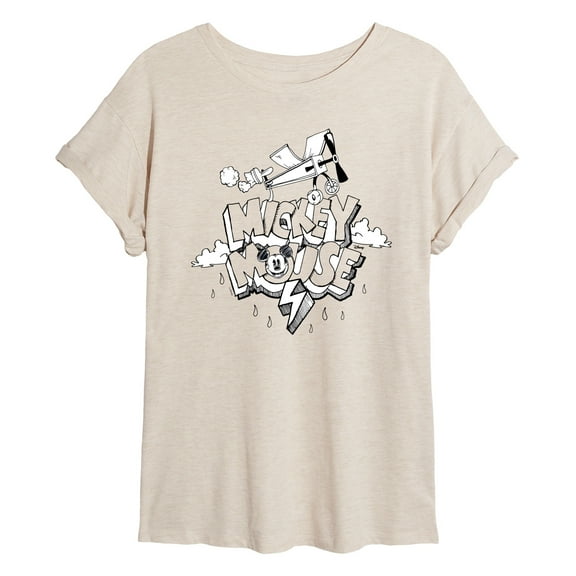 Disney - Mickey Mouse - Retro Style Black & White Cartoon - Juniors Ideal Flowy Muscle T-Shirt