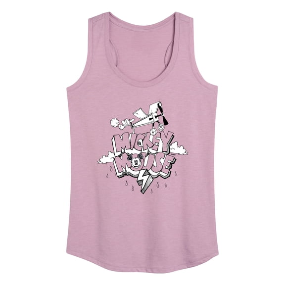 Disney - Mickey Mouse - Retro Style Black & White Cartoon - Women's Racerback Tank Top