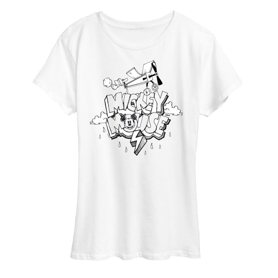 Disney - Mickey Mouse - Retro Style Black & White Cartoon - Women's Short Sleeve Graphic T-Shirt