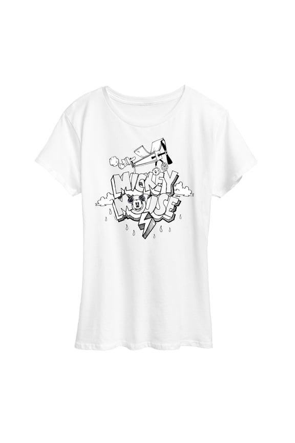 - Mickey Mouse - Retro Style Black & White Cartoon - Women's Short Sleeve Graphic T-Shirt