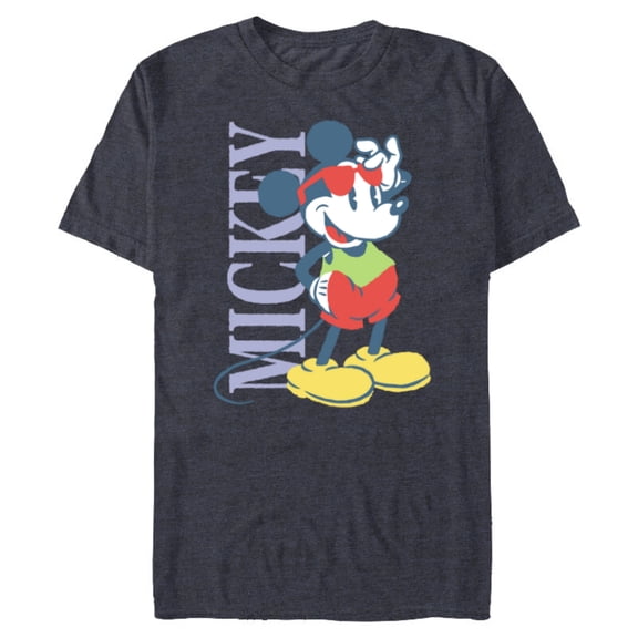 Disney Mickey Mouse Retro Vintage Summer Beach Vacation Vibe - Short Sleeve Blended T-Shirt for Adults - Customized-Navy Heather