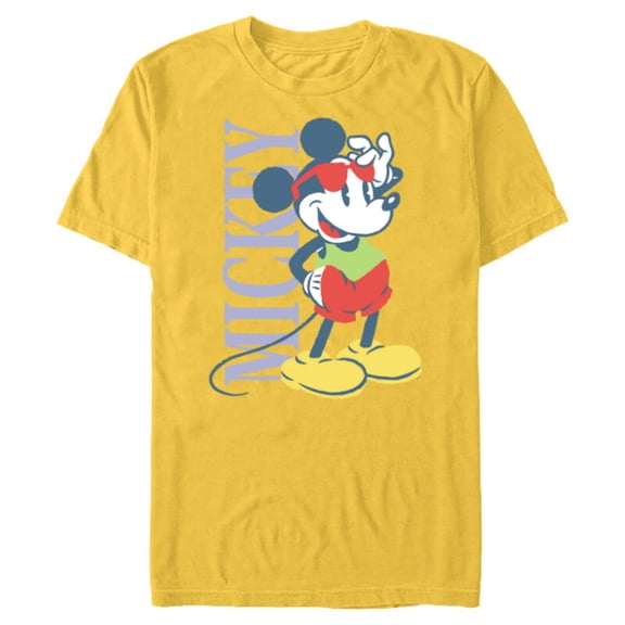 Disney Mickey Mouse Retro Vintage Summer Beach Vacation Vibe - Short Sleeve Blended T-Shirt for Adults - Customized-Yellow