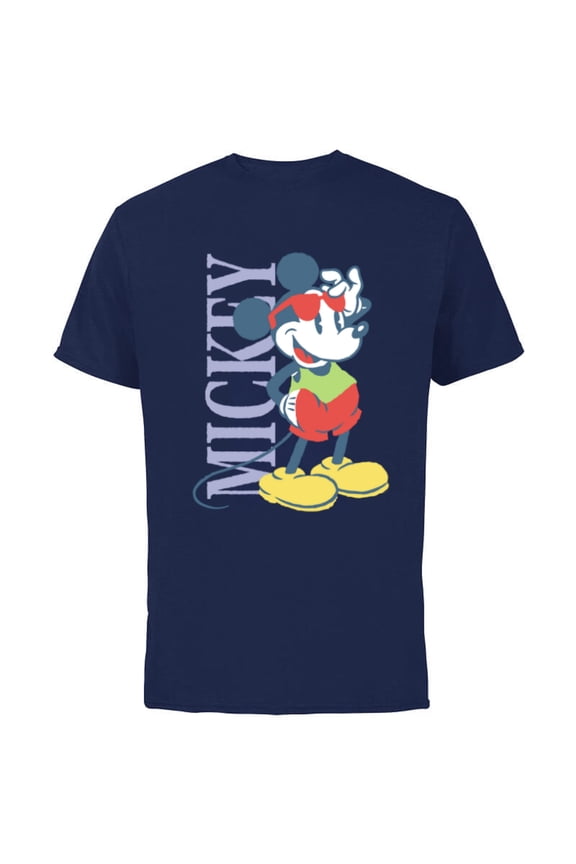 Mickey Mouse Retro Vintage Summer Beach Vacation Vibe - Short Sleeve Cotton T-Shirt for Adults - Customized-Navy