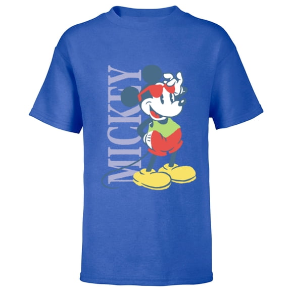 Disney Mickey Mouse Retro Vintage Summer Beach Vacation Vibe - Short Sleeve T-Shirt for Kids - Customized-Royal