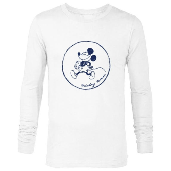 Disney Mickey Mouse Retro Vintage Walking in a Circle - Long Sleeve T-Shirt for Men - Customized-White