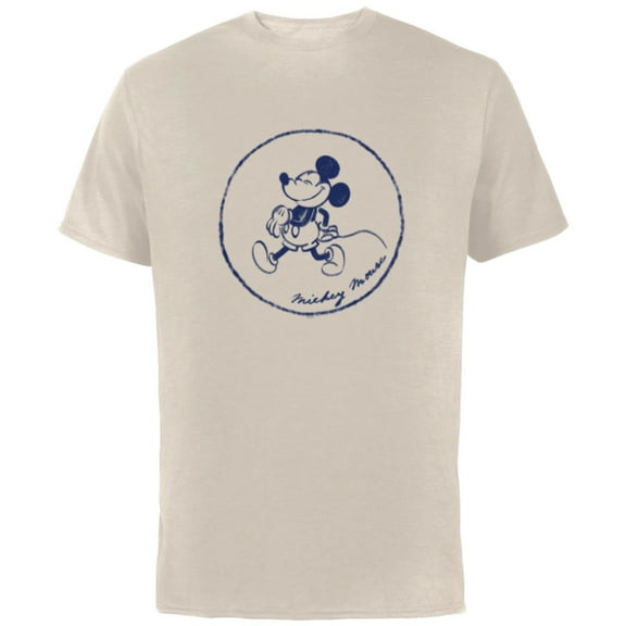 Disney Mickey Mouse Retro Vintage Walking in a Circle - Short Sleeve Cotton T-Shirt for Adults - Customized-Natural