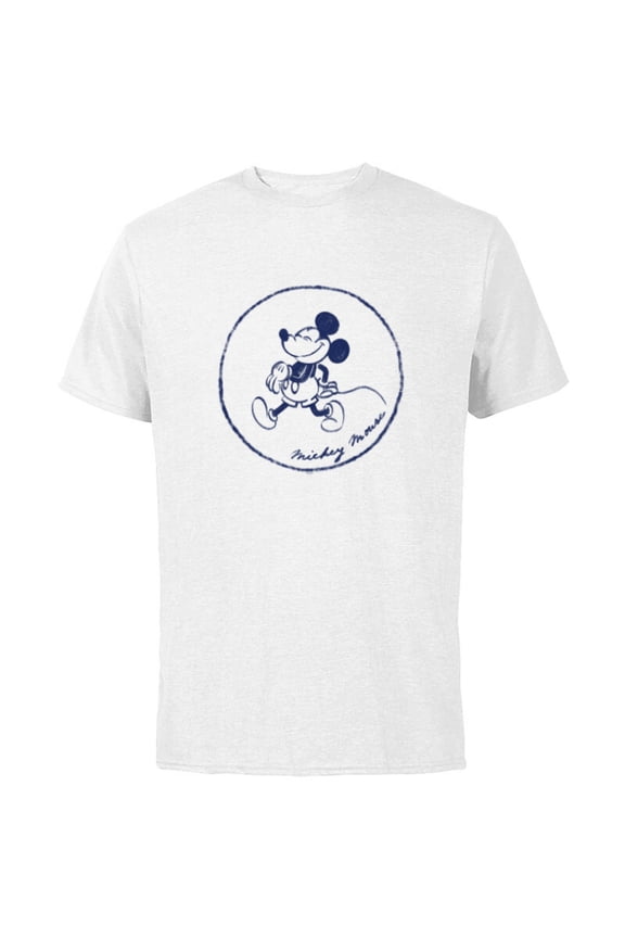 Mickey Mouse Retro Vintage Walking in a Circle - Short Sleeve Cotton T-Shirt for Adults - Customized-White