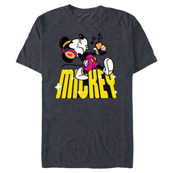 Disney Mickey Mouse Retro Whistling Music Super Cool Stroll - Short Sleeve Blended T-Shirt for Adults - Customized-Navy Heather